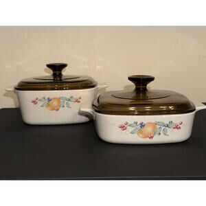 Vintage Corningware Abundance 1QT/1.5QT Square Casserole Dishes A-1-B & A-1.5-B